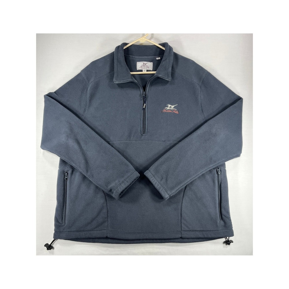 Madda Fella Key West Mens XL Gray Fleece Quarter Zip Pullover Jacket Marlin Logo